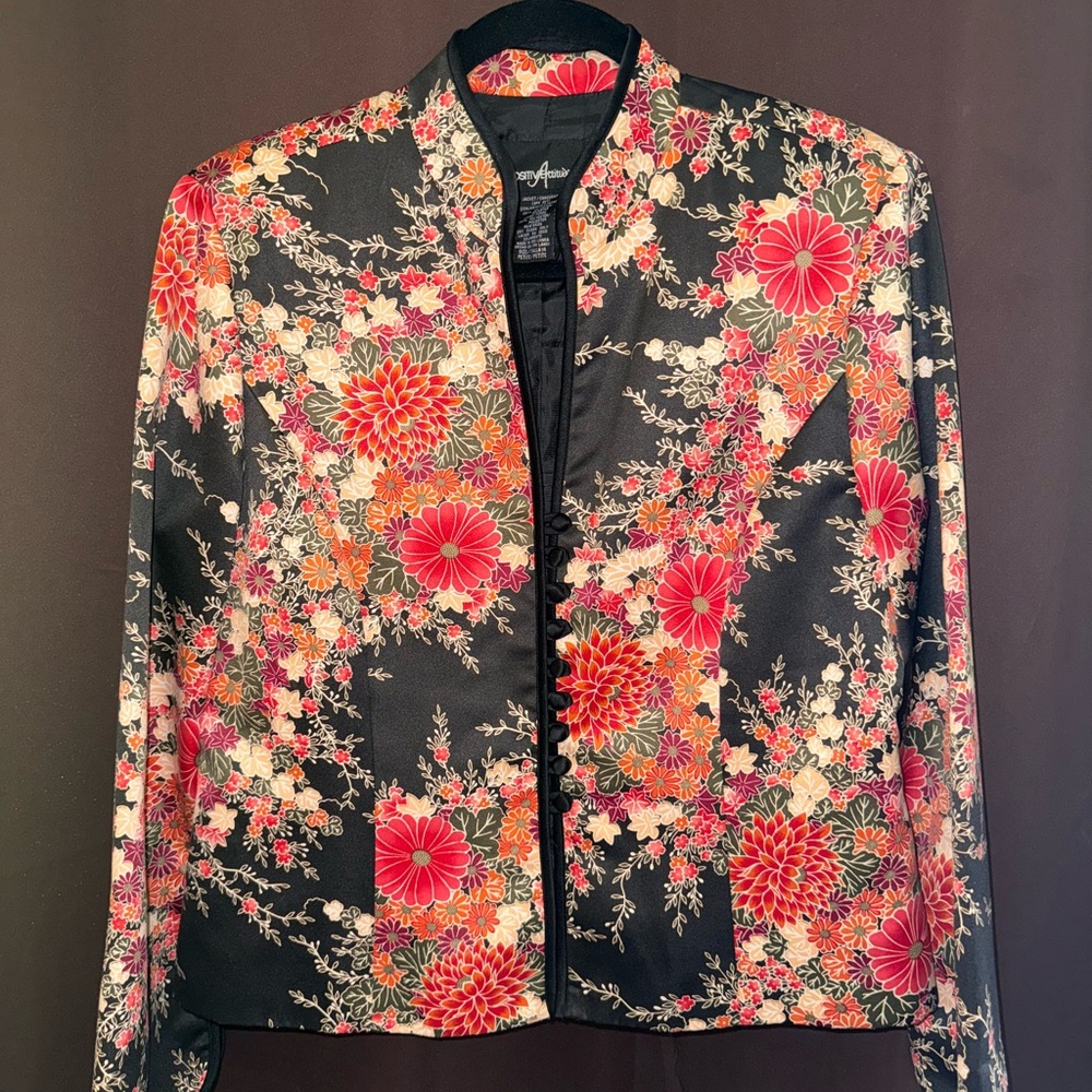 Positive Attitude Black Floral Satin Jacket